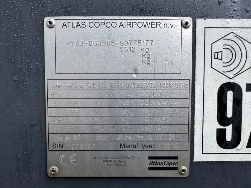 Atlas-Copco QAS 325 VOD Volvo Leroy Somer 325 kVA Silent Rental generatorset - Generator set: picture 4 Atlas-Copco QAS 325 VOD Volvo Leroy Somer 325 kVA Silent Rental generatorset - Generator set: picture 4