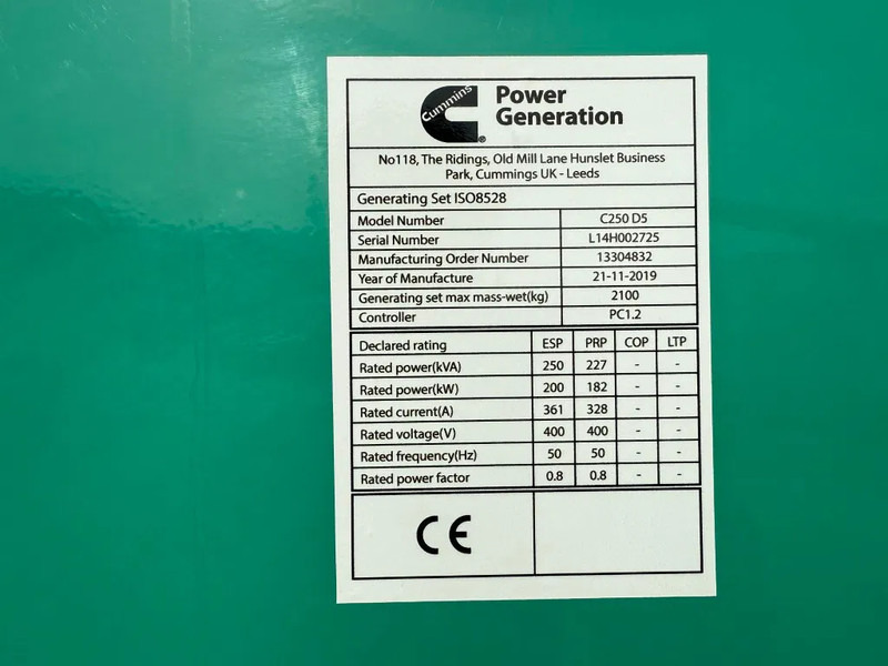 Cummins D250 D5 Stamford 250 kVA Silent generatorset 2019 ! - Generator set: picture 3 Cummins D250 D5 Stamford 250 kVA Silent generatorset 2019 ! - Generator set: picture 3