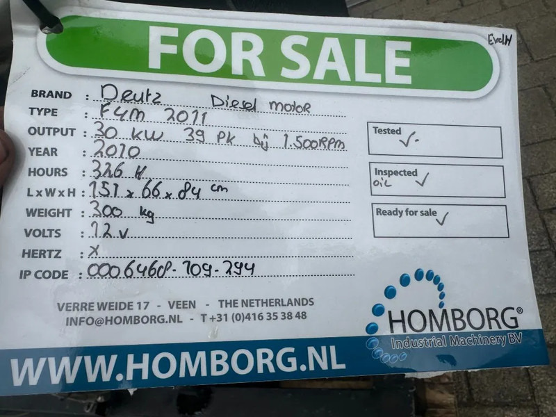 Engine for Material handling equipment Deutz F4M 2011 Diesel motor 30 kW 39 PK bij 1500 rpm as New !: picture 11