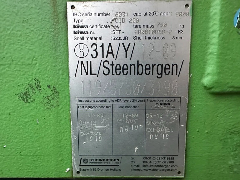 Kiwa IBC Steenbergen 2000 liter Dieseltank met handpomp Milieutank - Storage tank: picture 4 Kiwa IBC Steenbergen 2000 liter Dieseltank met handpomp Milieutank - Storage tank: picture 4