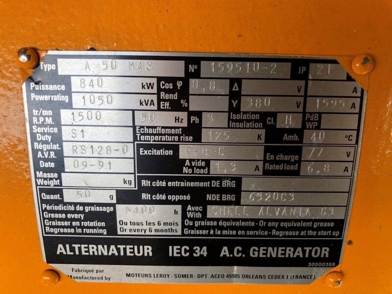 Leroy Somer 1050 kVA generatordeel / alternator as New ! - Generator set: picture 3 Leroy Somer 1050 kVA generatordeel / alternator as New ! - Generator set: picture 3