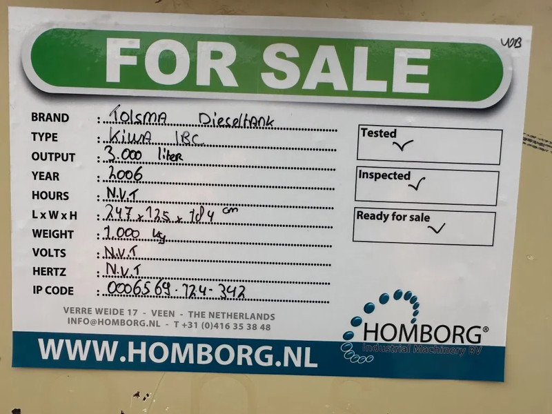 Storage tank Tolsma Kiwa IBC 3000 liter Dieseltank Milieutank: picture 12