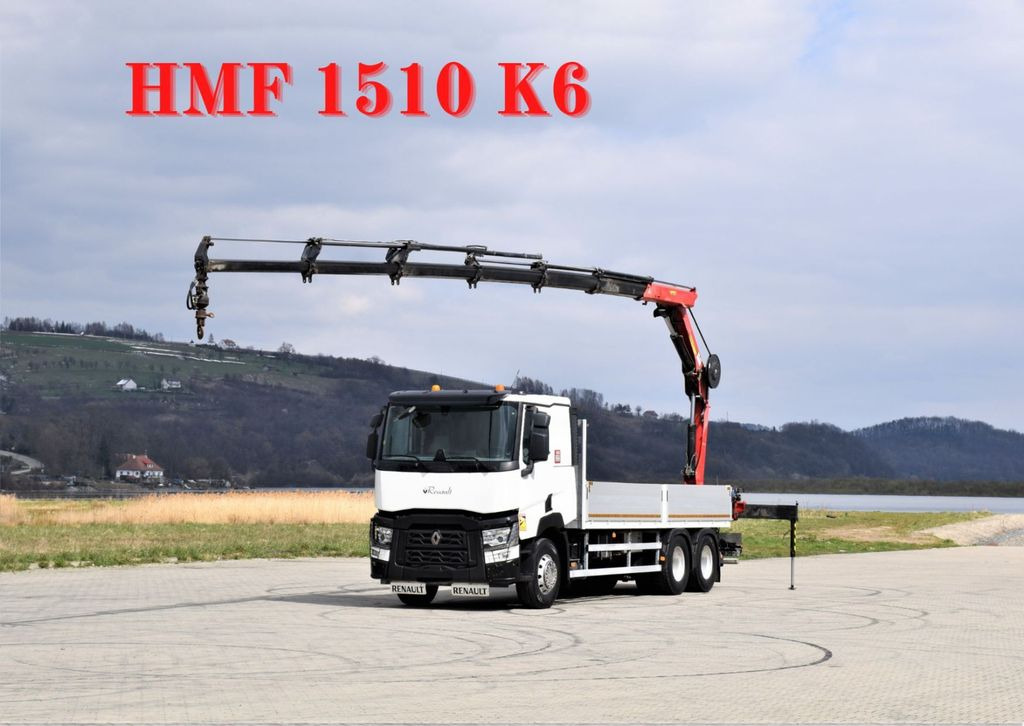 Renault C 460 * HMF 1510 K6 + FUNK * 6x4 - Crane truck, Dropside/ Flatbed truck: picture 1 Renault C 460 * HMF 1510 K6 + FUNK * 6x4 - Crane truck, Dropside/ Flatbed truck: picture 1