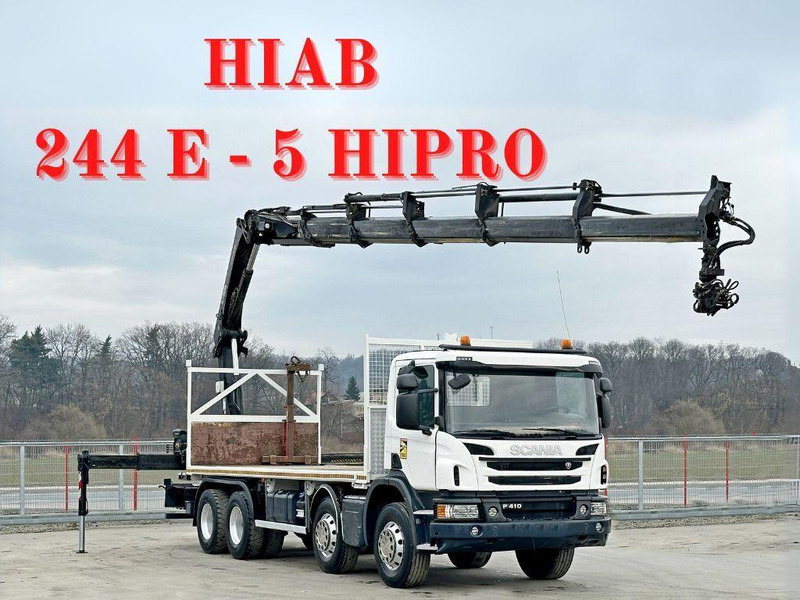 Scania P 410*PLATFORM 7,00m*HIAB 244 E-5 HIPRO+FUNK/8x4 - Dropside/ Flatbed truck, Crane truck: picture 1 Scania P 410*PLATFORM 7,00m*HIAB 244 E-5 HIPRO+FUNK/8x4 - Dropside/ Flatbed truck, Crane truck: picture 1