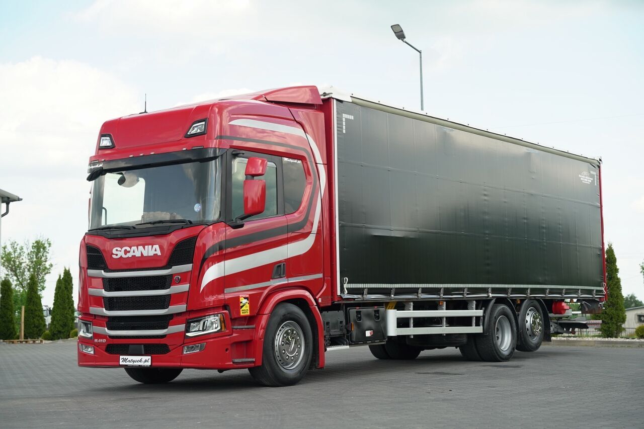 Scania R 410 / FIRANKA 9,5 M / 6x2 / OŚ PODNOSZONA / WINDA DHOLLANDIA - Curtainsider truck: picture 1 Scania R 410 / FIRANKA 9,5 M / 6x2 / OŚ PODNOSZONA / WINDA DHOLLANDIA - Curtainsider truck: picture 1