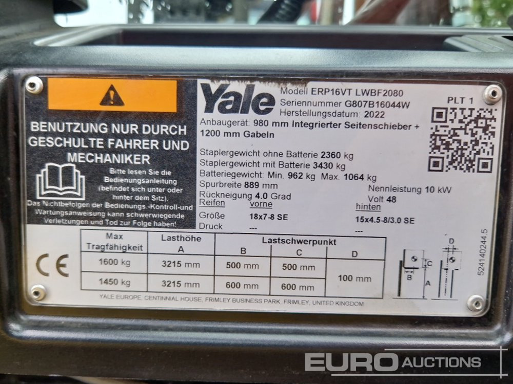 Forklift 2022 Yale ERP16VT LWB: picture 22