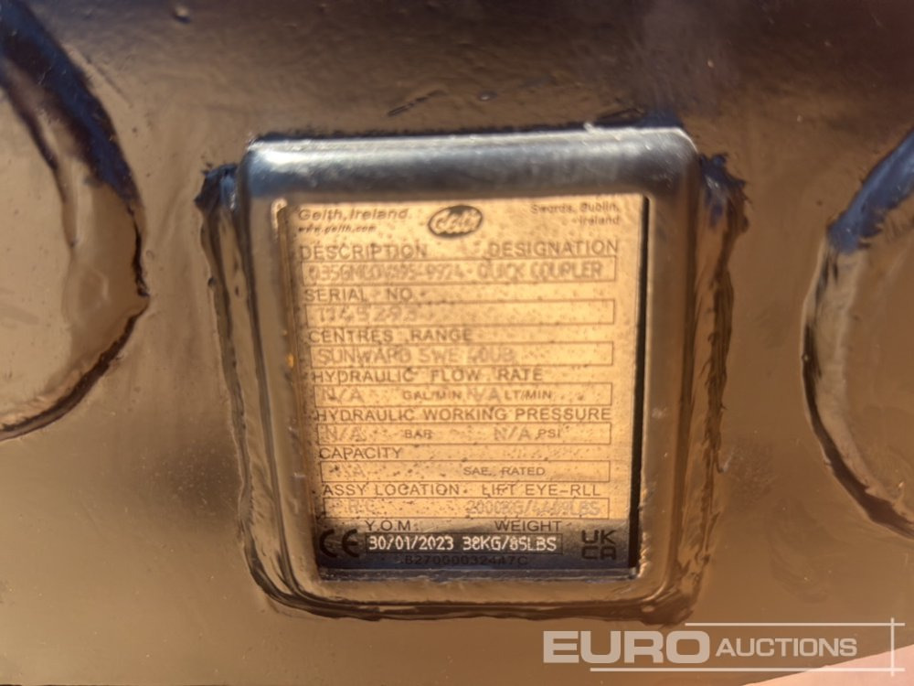 Quick coupler Geith Quick Coupler to Suit Sunward SWE 40UB Q35GMC0V195-9924 (S/Ns 1145294, 1145297, 1145298, 1145294) (4 of): picture 8 Quick coupler Geith Quick Coupler to Suit Sunward SWE 40UB Q35GMC0V195-9924 (S/Ns 1145294, 1145297, 1145298, 1145294) (4 of): picture 8