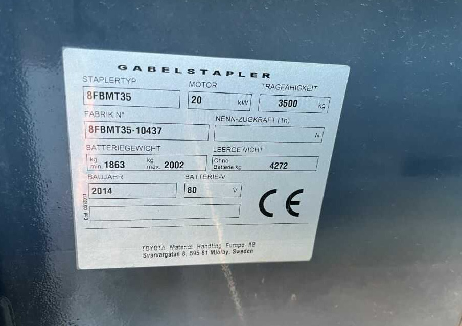 Toyota 8FBMT35 - Electric forklift: picture 4 Toyota 8FBMT35 - Electric forklift: picture 4