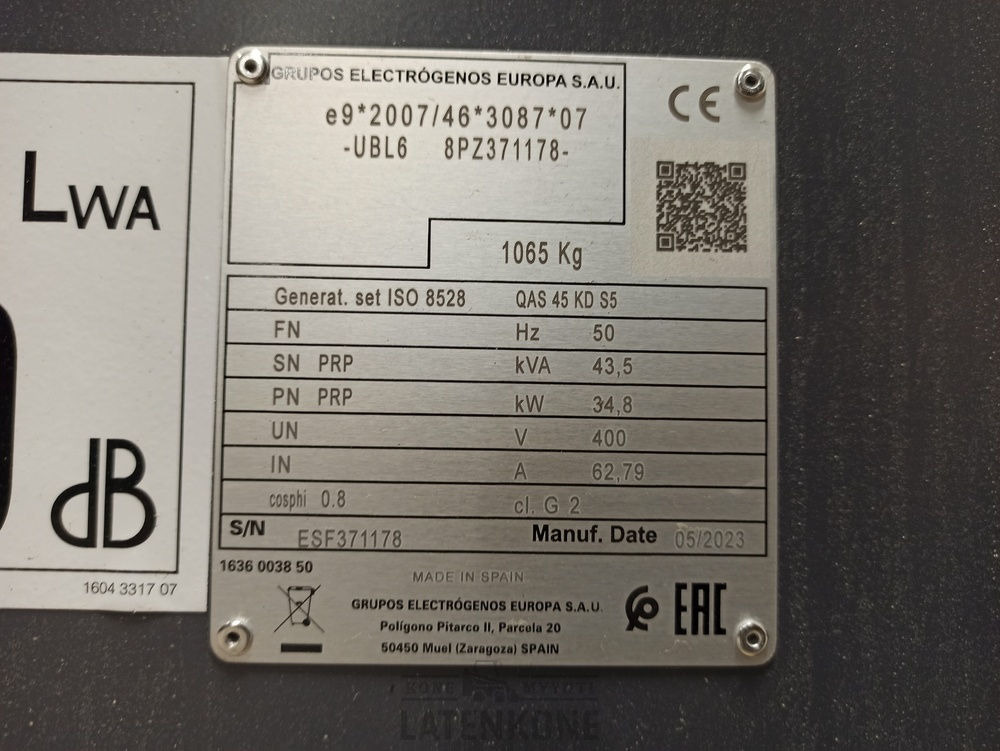 Generator set Atlas Copco QAS 45 50 Hz Generaattori StageV Box: picture 18