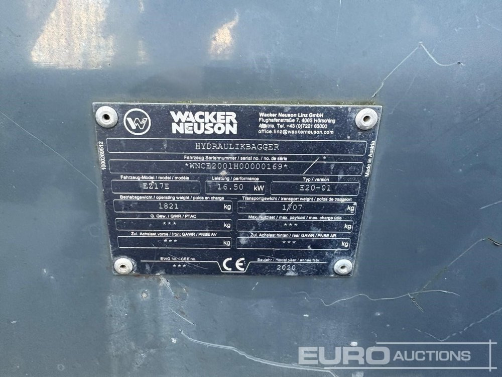 Mini excavator 2020 Wacker Neuson EZ17E: picture 7
