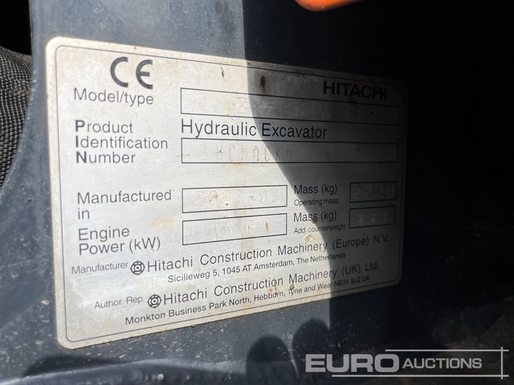 2022 Hitachi ZX26U-6 CLR - Mini excavator: picture 3 2022 Hitachi ZX26U-6 CLR - Mini excavator: picture 3