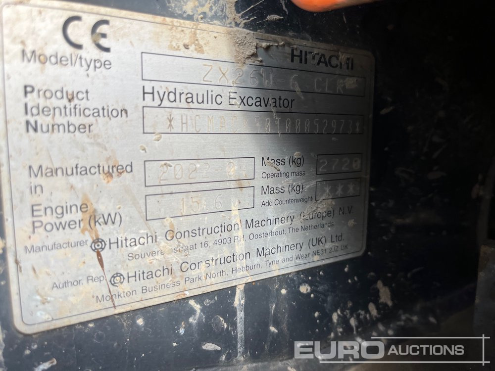 2022 Hitachi ZX26U-6 CLR - Mini excavator: picture 4 2022 Hitachi ZX26U-6 CLR - Mini excavator: picture 4