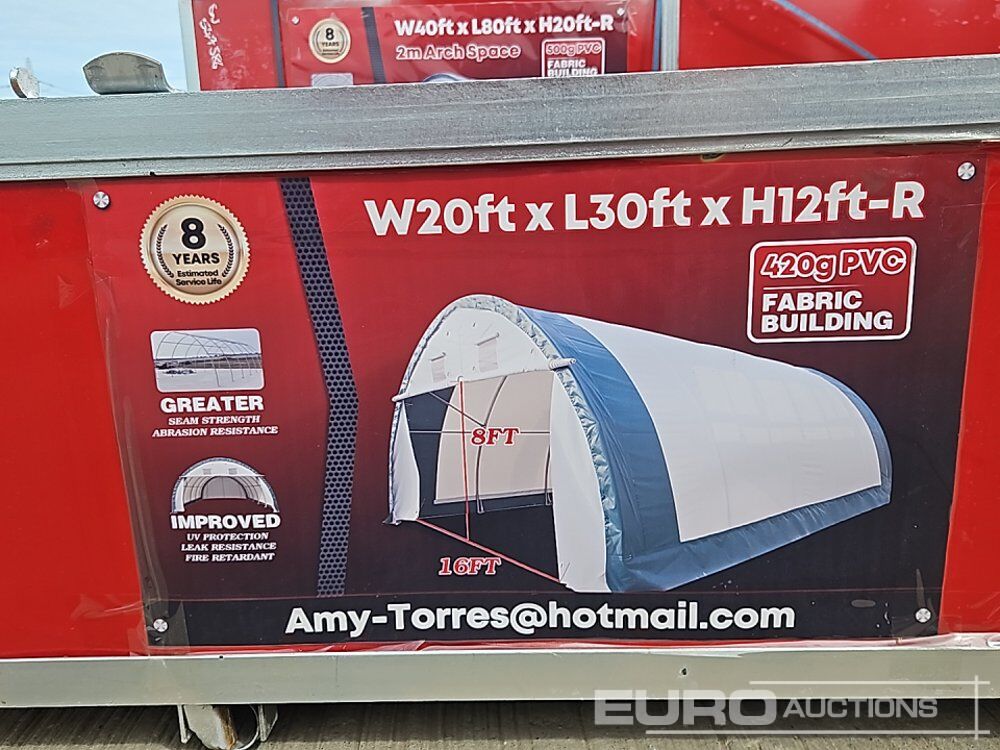 Unused 20' x 30' x 12' PVC Dome Storage Shelter (Cannot Be Reconsigned) - Shipping container: picture 1 Unused 20' x 30' x 12' PVC Dome Storage Shelter (Cannot Be Reconsigned) - Shipping container: picture 1