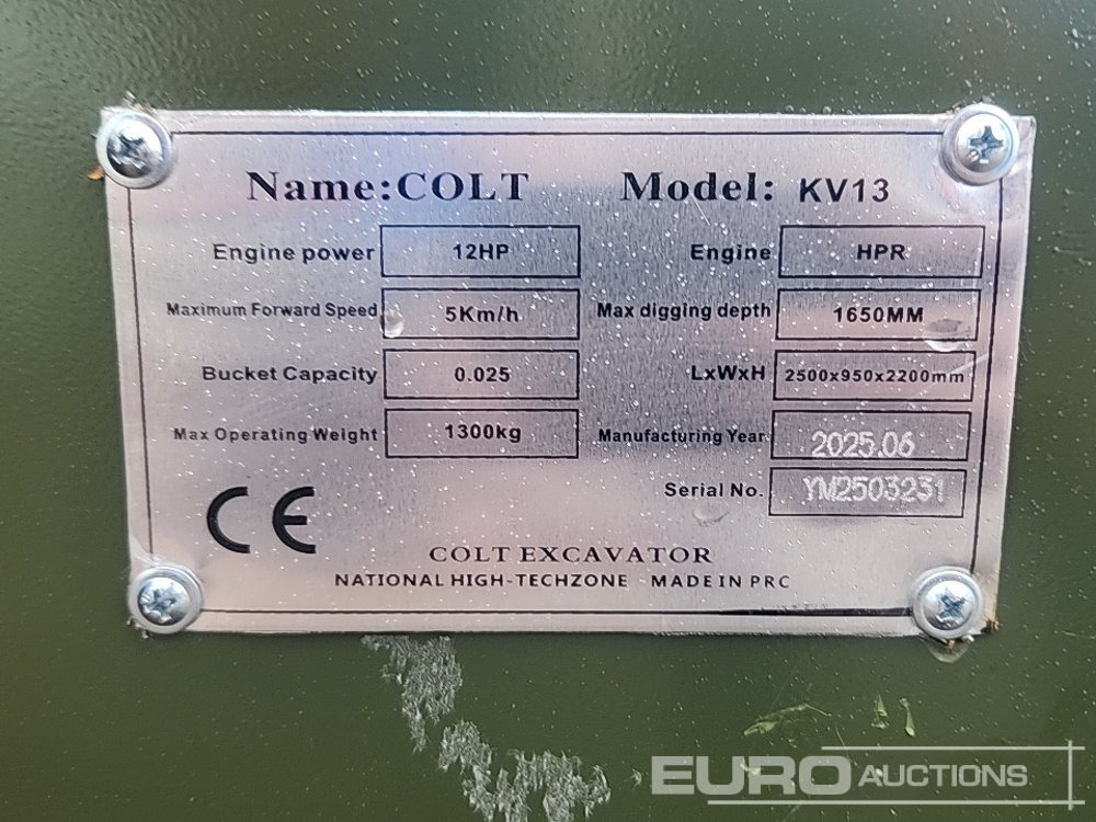 Unused 2025 Colt KV13 - Mini excavator: picture 2 Unused 2025 Colt KV13 - Mini excavator: picture 2