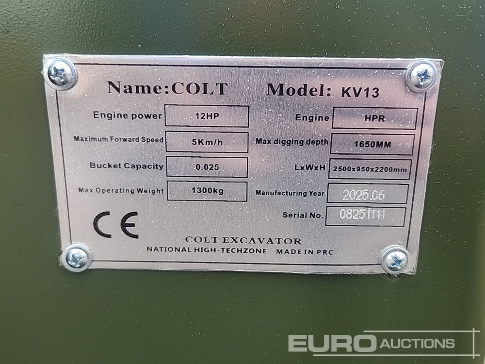 Unused 2025 Colt KV13 - Mini excavator: picture 2 Unused 2025 Colt KV13 - Mini excavator: picture 2