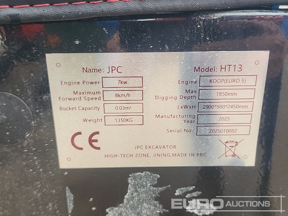 Unused 2025 JPC HT13 - Mini excavator: picture 2 Unused 2025 JPC HT13 - Mini excavator: picture 2