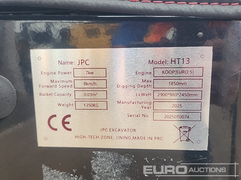 Unused 2025 JPC HT13 - Mini excavator: picture 2 Unused 2025 JPC HT13 - Mini excavator: picture 2