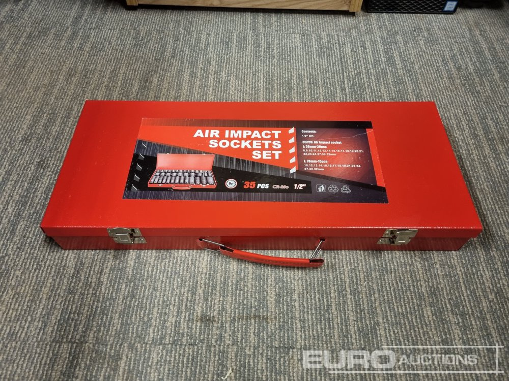 Unused 35 Piece 1/2" Drive Air Impact Socket Set, Steel Case - Workshop equipment: picture 4 Unused 35 Piece 1/2" Drive Air Impact Socket Set, Steel Case - Workshop equipment: picture 4