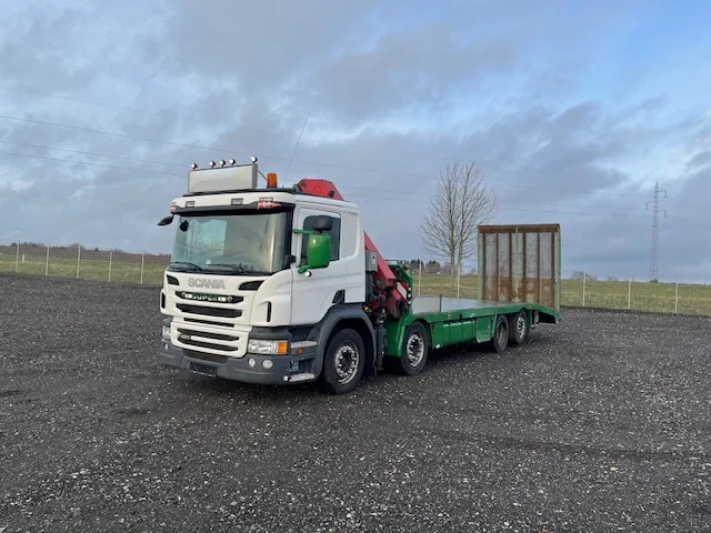 Scania P450 8X2*6 Knæklad + Kran HMF1820 – Machinetransporter - Autotransporter truck, Crane truck: picture 1 Scania P450 8X2*6 Knæklad + Kran HMF1820 – Machinetransporter - Autotransporter truck, Crane truck: picture 1