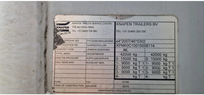 Walking floor semi-trailer Knapen Trailers K100 92M3 walkingfloor 10mm vloer met HD reiniger: picture 10