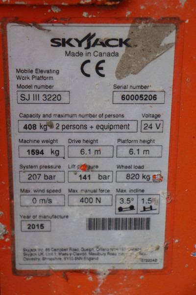 Scissor lift Skyjack SJ3220: picture 16
