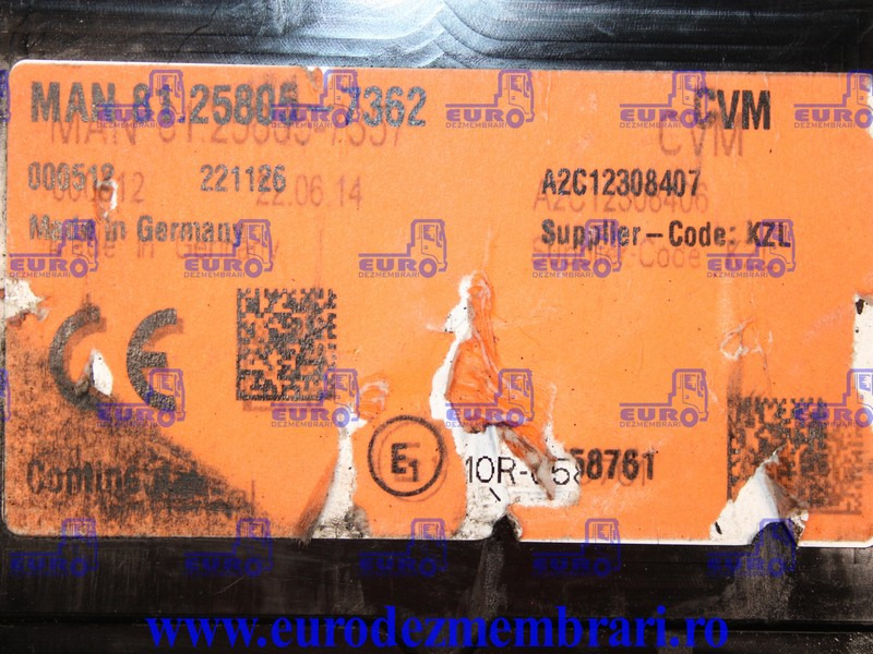 CALCULATOR CVM BASIC BV1 I2 MAN TGX TG3 81.25805.7362 - ECU for Truck: picture 2 CALCULATOR CVM BASIC BV1 I2 MAN TGX TG3 81.25805.7362 - ECU for Truck: picture 2