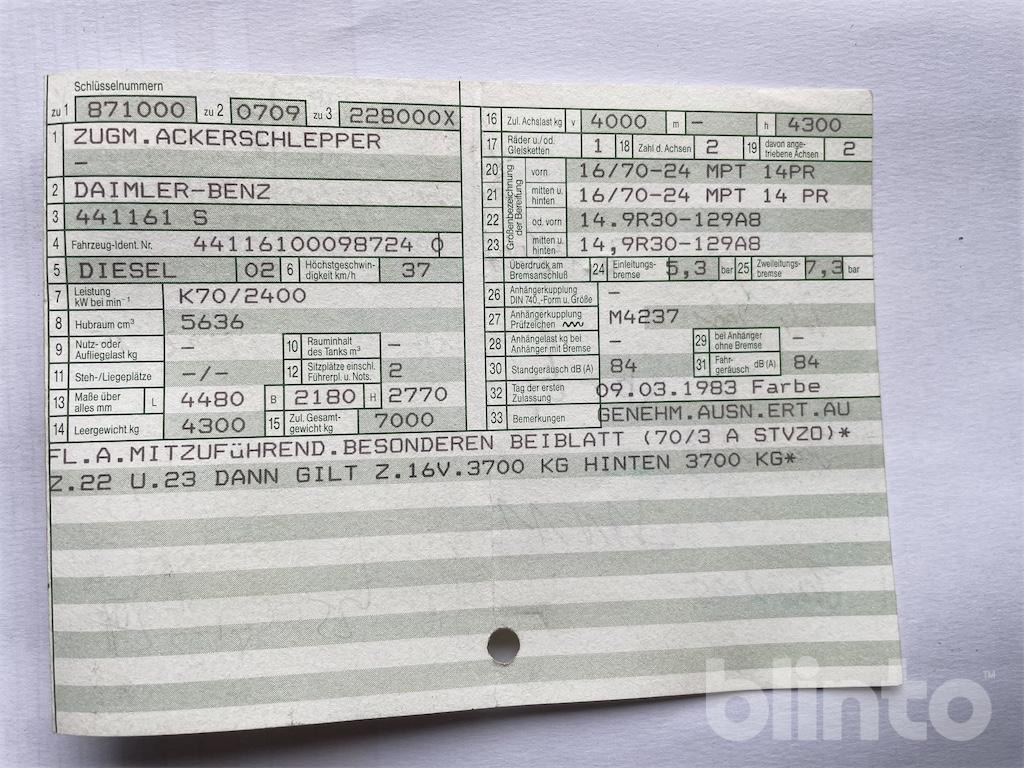 Farm tractor Mercedes Benz MB-trac 1000 (1983): picture 7