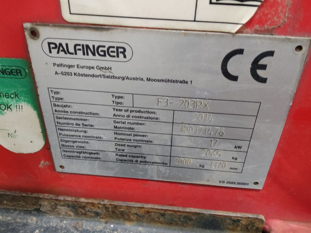 Truck mounted forklift Palfinger F3-203PX: picture 9