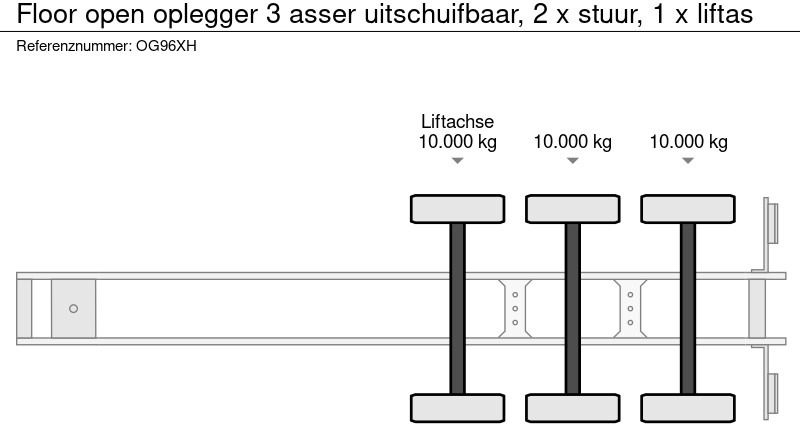 Dropside/ Flatbed semi-trailer Floor open oplegger 3 asser uitschuifbaar, 2 x stuur, 1 x liftas: picture 8